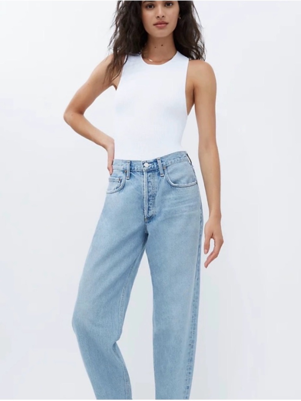 Agolde Light Wash Boyfriend Barrel Jeans 
 Tapered Baggy High Rise Revolve